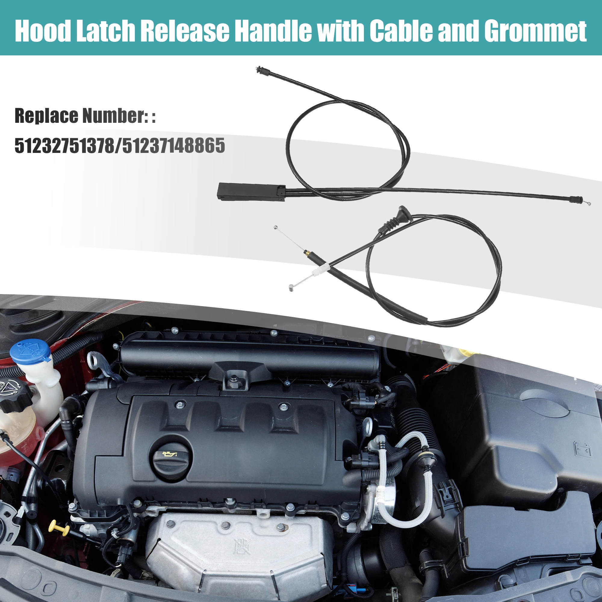 

UXCELL Hood Latch Release Cable Set for Mini Cooper 07-15 No.51232751378/51237148865