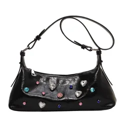 Colorful Diamond Underarm Bag for Women's 2023 Summer New Fashion armpit Handbag Simplified Korean Single Shoulder Skew Straddle