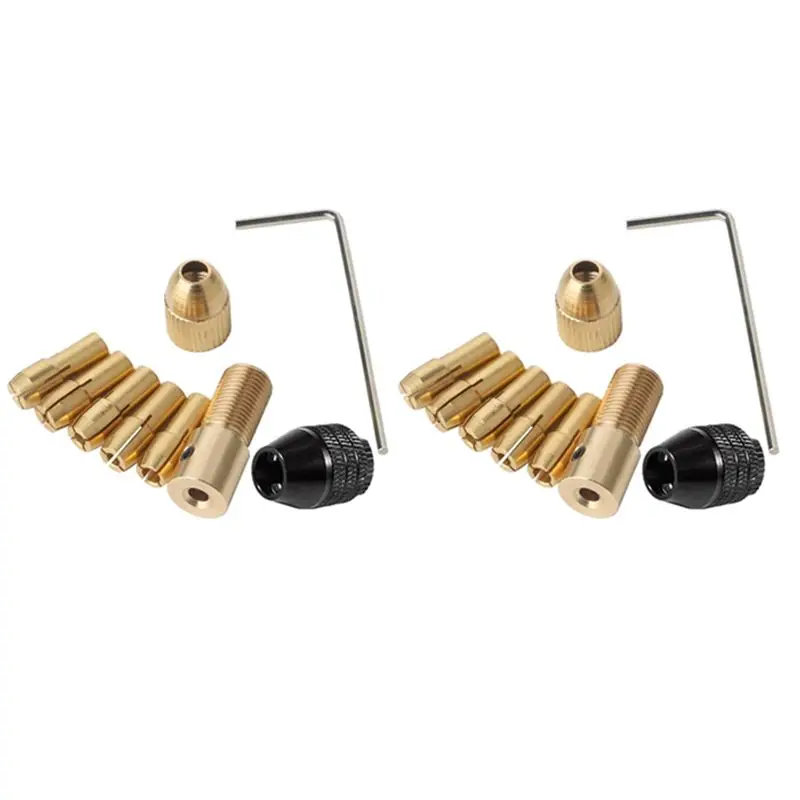 THIVN-18 Pieces 0.5-3Mm Drill Chuck Collets Set With 3.17Mm Chuck Clamp For Drill Folder Copper Cap Axis Drill Collet Tool Kit