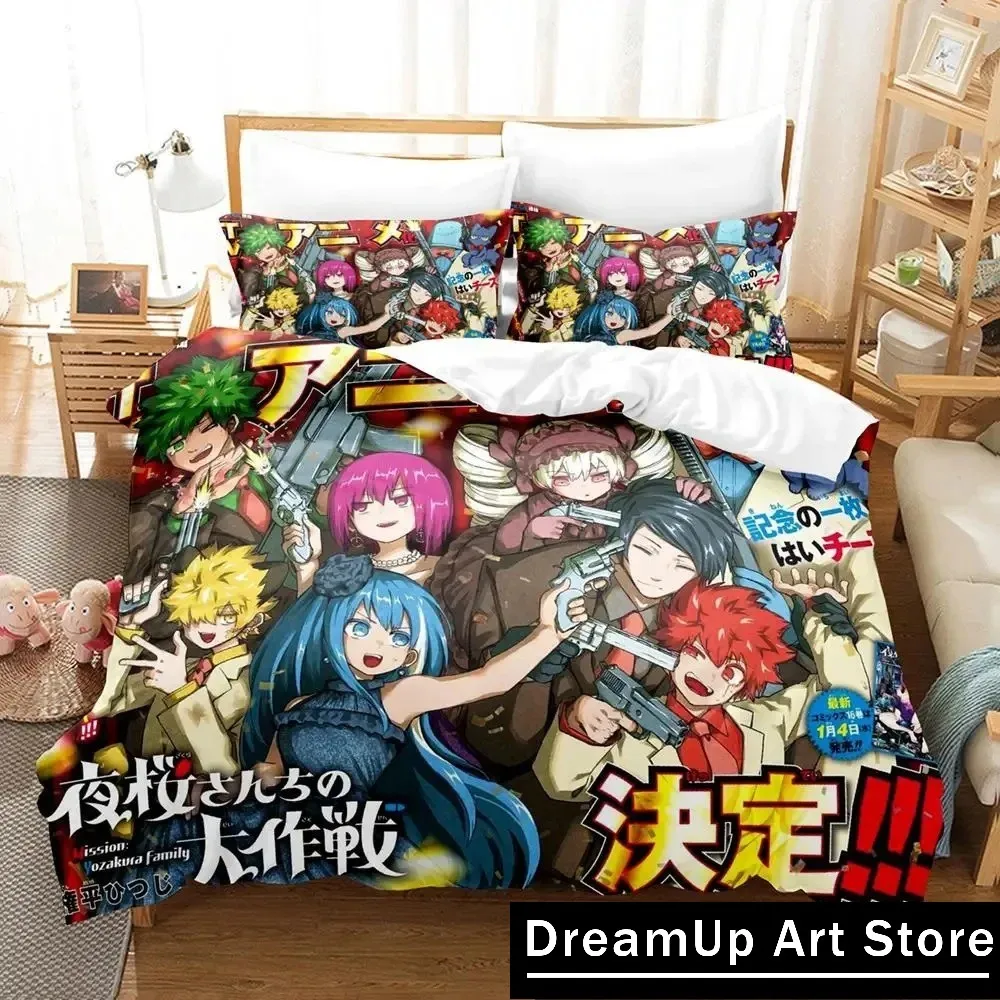 3D Print Anime Mission Yozakura Family Bedding Set Cute Quilt Cover Bed Cover With Pillowcase Twin Single Queen King Size