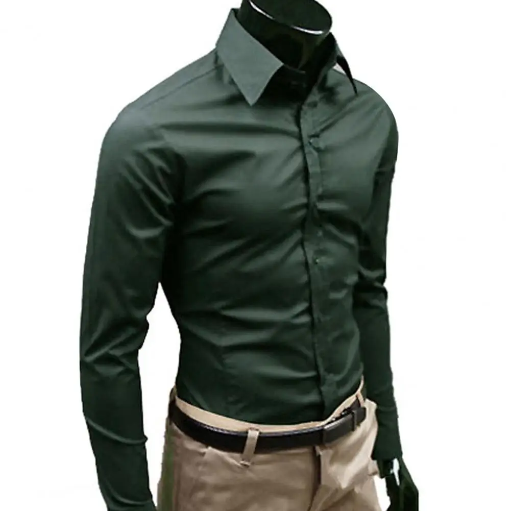 Elegant Business Shirt Shrink Resistant Men's Shirt Breathable Long Sleeve Slim Fit Dress Shirt  Long Sleeve