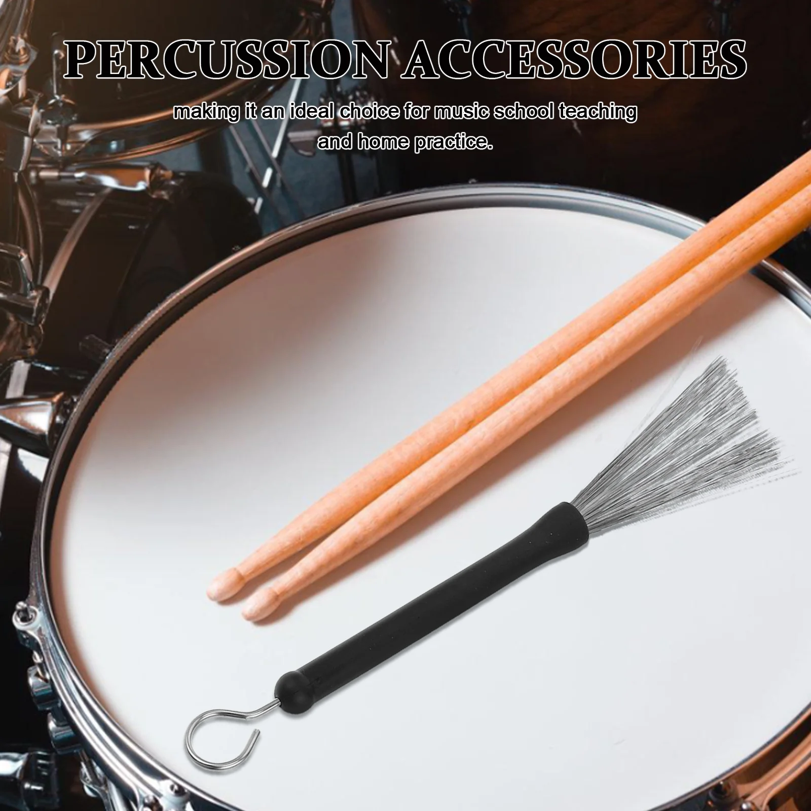 

2Pairs Jazz Drum Brushes Retractable Metal Heavy Duty Wire Brush Drumsticks for Snare Drums Percussion Practice Performance