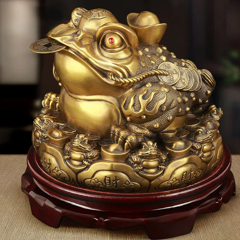 

Fengshui Wealth All Copper Gold Color Toad Financial Decoration Opening Gift Gossip Toad Living Room Office Decoration