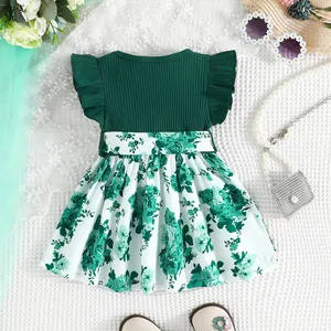 Vestido de manga borboleta infantil, vestidos florais bonitos de princesa, vestido formal para recém-nascida, 3-36 meses, verão 8 principais vendas vestido 1 ano bebe borboleta - №4