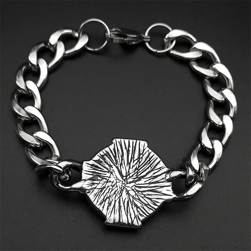 펑크 힙합 스테인리스 스틸 해골 고스트 헤드 뱅글 남성용 블랙 빈티지 남성 쿠바 체인 팔찌 쥬얼리 할로윈 선물