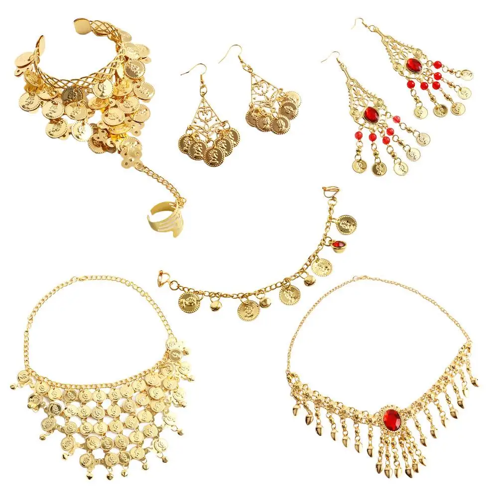 Bead Indian Dance Necklace Head Chain Bracelet Diamond Hairband Head Accessories Performance Accessories Belly Dance Costumes