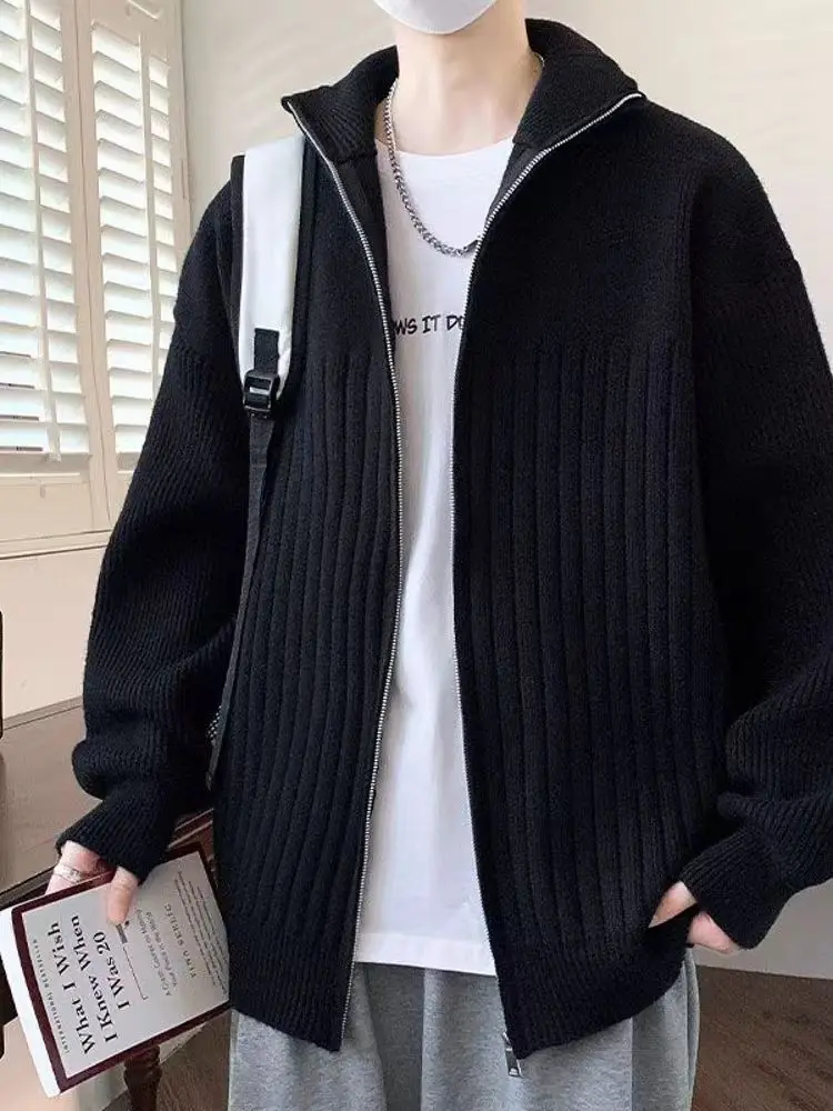 

Мужской повседневный трикотаж на молнии Long Sve, свободный модный верх, верхняя одежда, мягкий удобный вязаный свитер, повседневная одежда