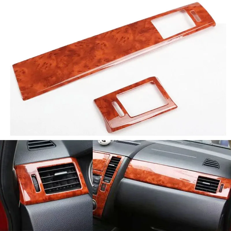 Wooden Color  Interior Central Control Panel Door Window Lift Cover Frame Decoration For Nissan Tiida 2004-2009