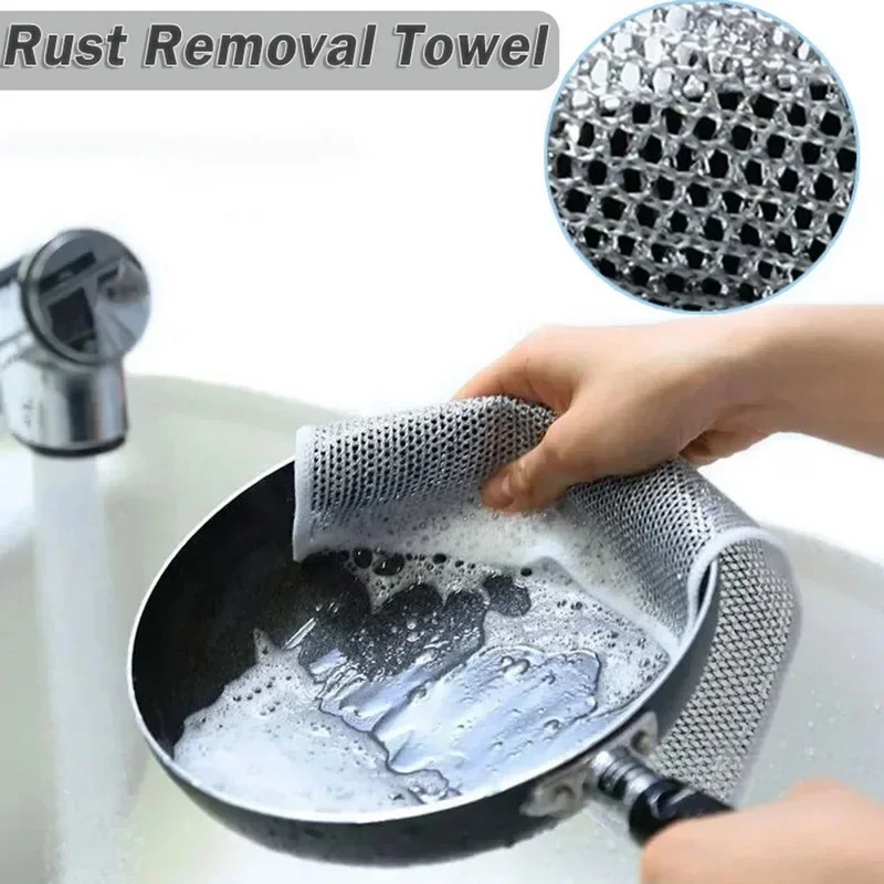 Non stick coated scratch resistant steel wire dishwashing cloth can replace steel wire ball dishwashing towels in the kitchen image 2