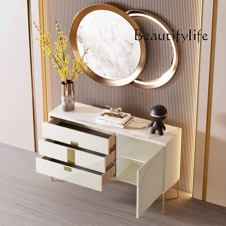 Italian Minimalist Home Entrance Cabinet French Cream Style Curio Cabinet Affordable Luxury Style Modern Hallway