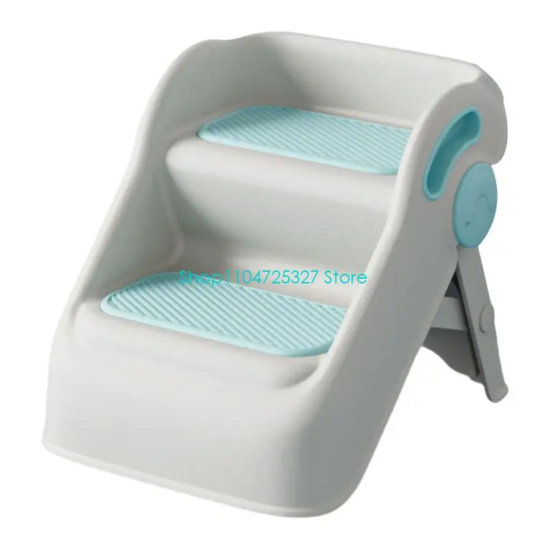 D8KF Sturdy 2 Level Step Stool Easy Carry Foldable Safe Bathroom Helpers for Children