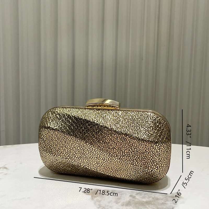 Glitter Metallic Texture Evening Bags for Women Fashion Wedding Party Bridal Clutch Wedding Handbag Elegant Banquet Box Purse view 6