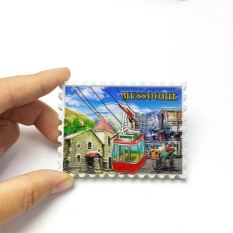 

3D Resin India Mussoorie Souvenir Fridge Magnet - Features Mussoorie Cable Car & Local Buildings, Magnets for Fridge, Home Decor