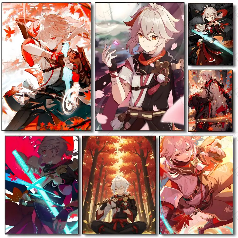 game character canvas G-Genshin Impact Kaedehara Kazuha Poster Painting Wall Art Mural for Living Room Home Decor and Gifts
