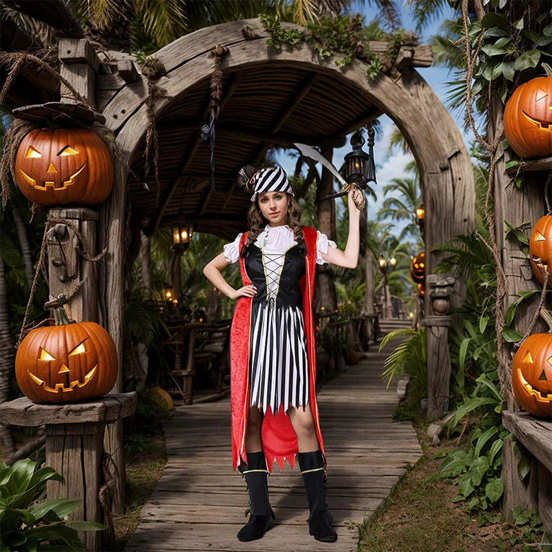 大人用ハロウィンコスプレ衣装 女性用服 海賊帽子 カリブ海海賊 パフォーマンスコスチューム ポリエステル繊維00% ステージ衣装