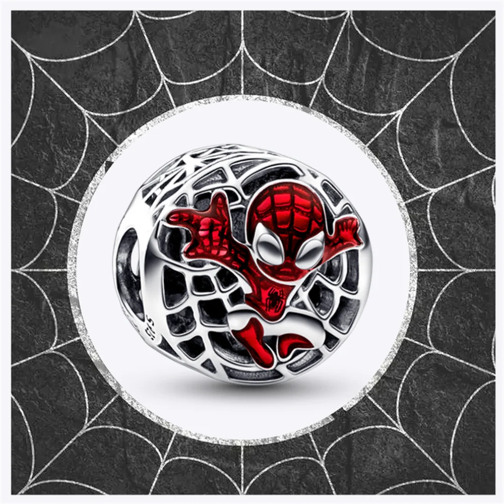 Disney-Breloque Spider-Man Originale en Argent Sterling 925 pour Femme, Perles Marvel pour Bracelets Pandora, Pendentif DIY, Bijoux de Direction