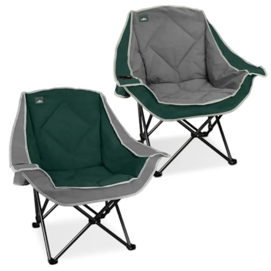 

Набор из 2 больших складных кемпинговых кресел с мягкой обивкой, подстаканником и сумкой для переноски, черные, для пляжа, походов и пикников