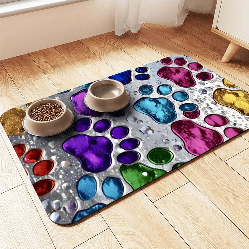 Waterproof & Splash-Proof Pet Feeding Mat Non-Slip Spill-Containment Mat with Easy-Clean Surface, Quick-Dry Absorbent Base