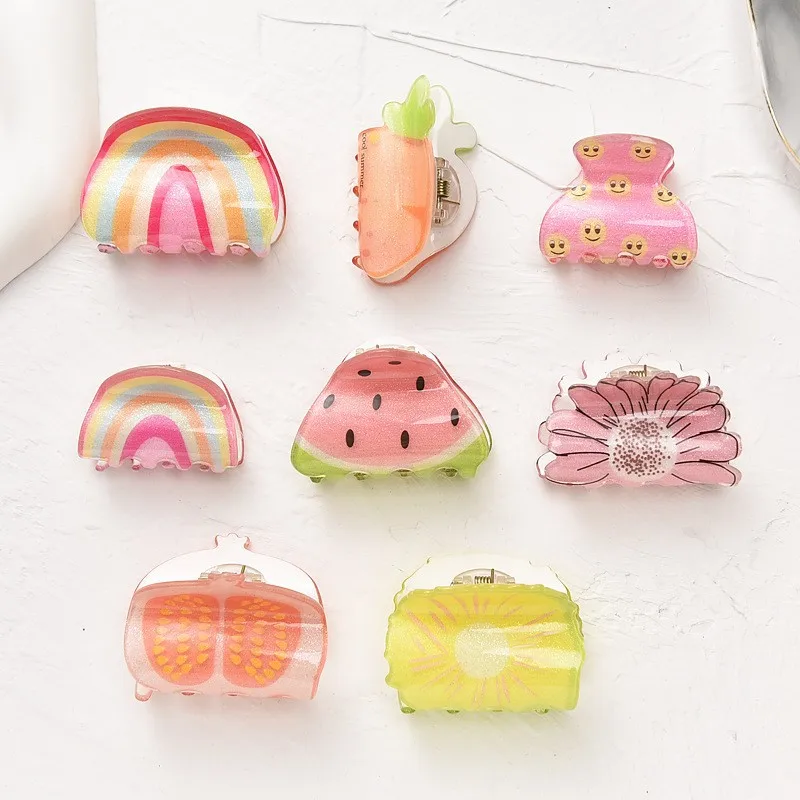 YHJ Sweet Rainbow Candy Hair Claw Fun Small Size Hair Claw Clip Hair Accessories for Women Girls