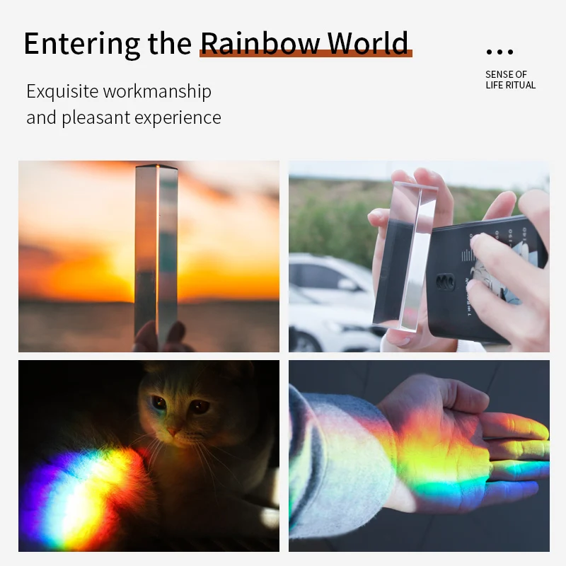 Prisme triangulaire en verre arc-en-ciel, capteur de soleil, expérience scientifique, prisme optique pour enfants, pour voir la réfraction de la lumière