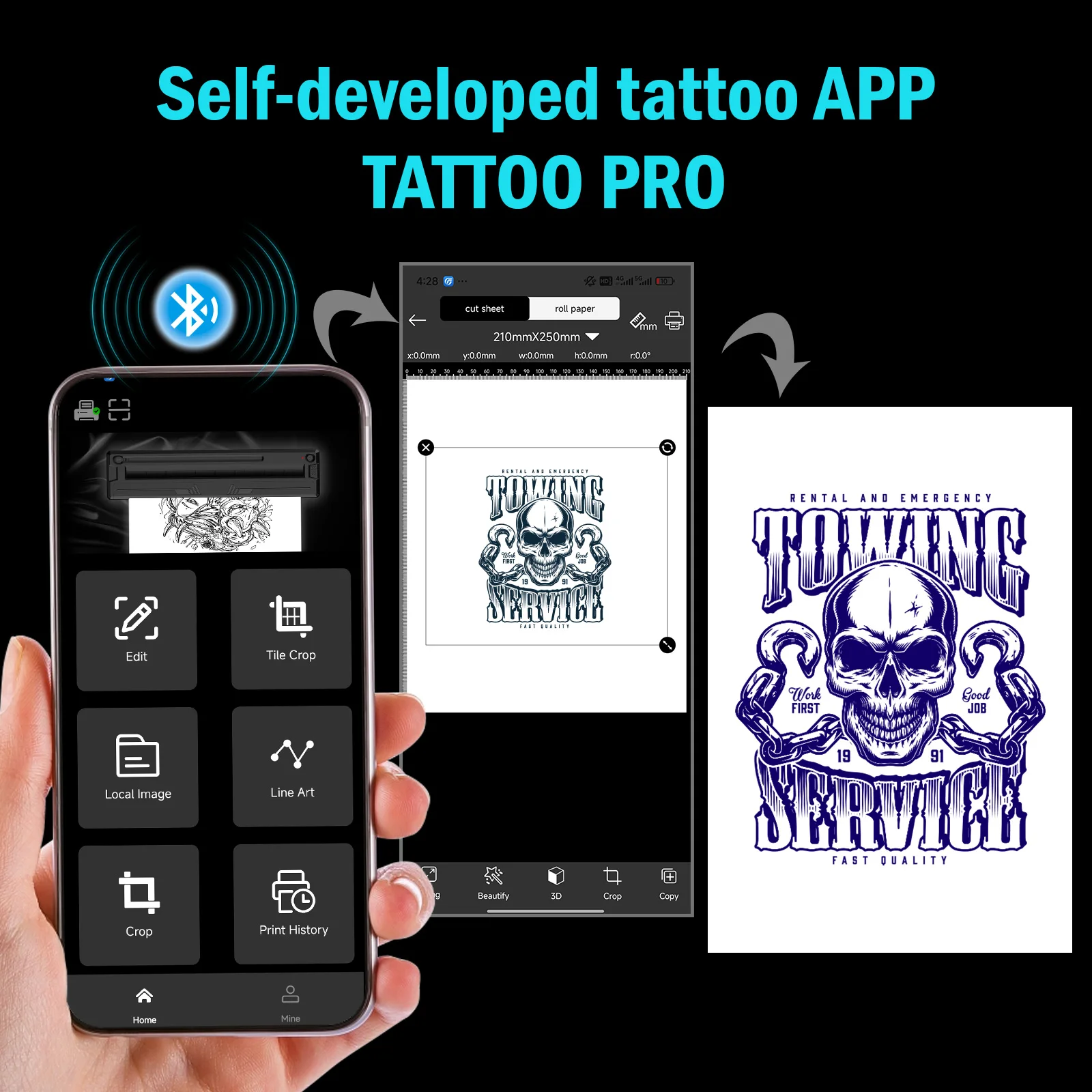 Portable A4 Tattoo Printer M8 Wireless Thermal Tattoo Transfer Printer for Beginners Compatible with Phone&PC, or Transfer Paper