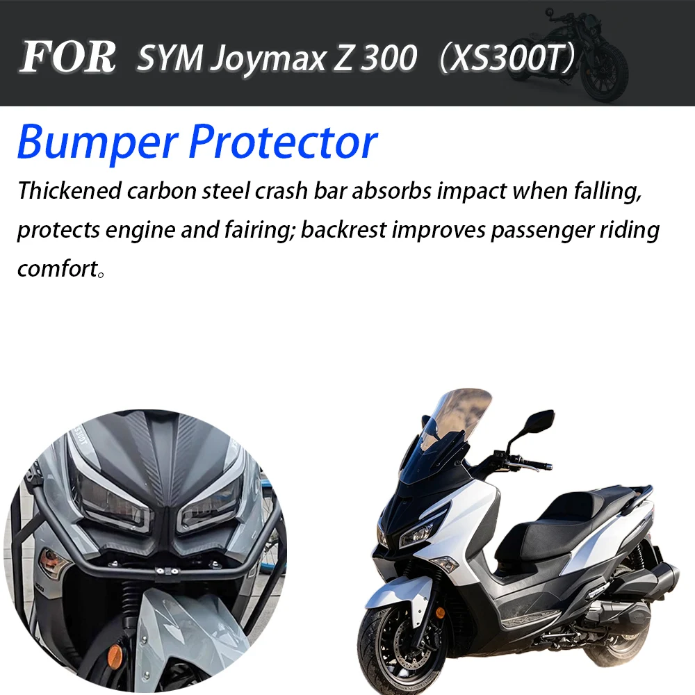 For SYM Joymax Z 300 XS300T Scooter Anti‑tip‑over Protective Bumper Crash Guard Bar Aftermarket Mod Parts