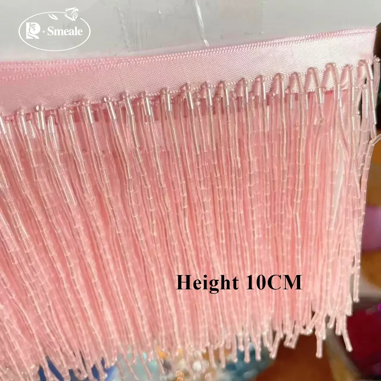 10CM Silber-Rote Perlenrohr-Quaste Kleiderzubehör Spitzenbesatz Hochzeits- und Abendkleid Perlenverzierung RS3052-3 – Detail 10