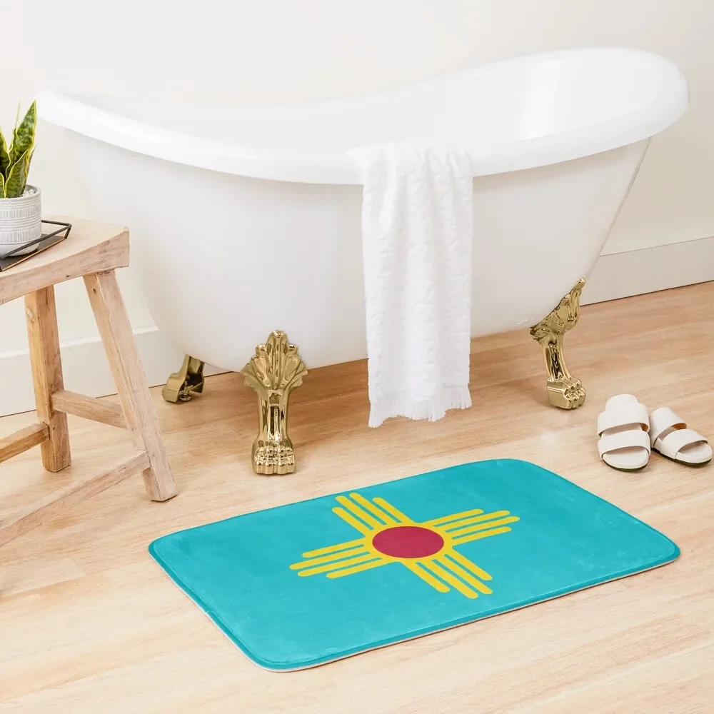 

New Mexico Flag in Turquoise Bath Mat Rooms Carpet For Shower Mat