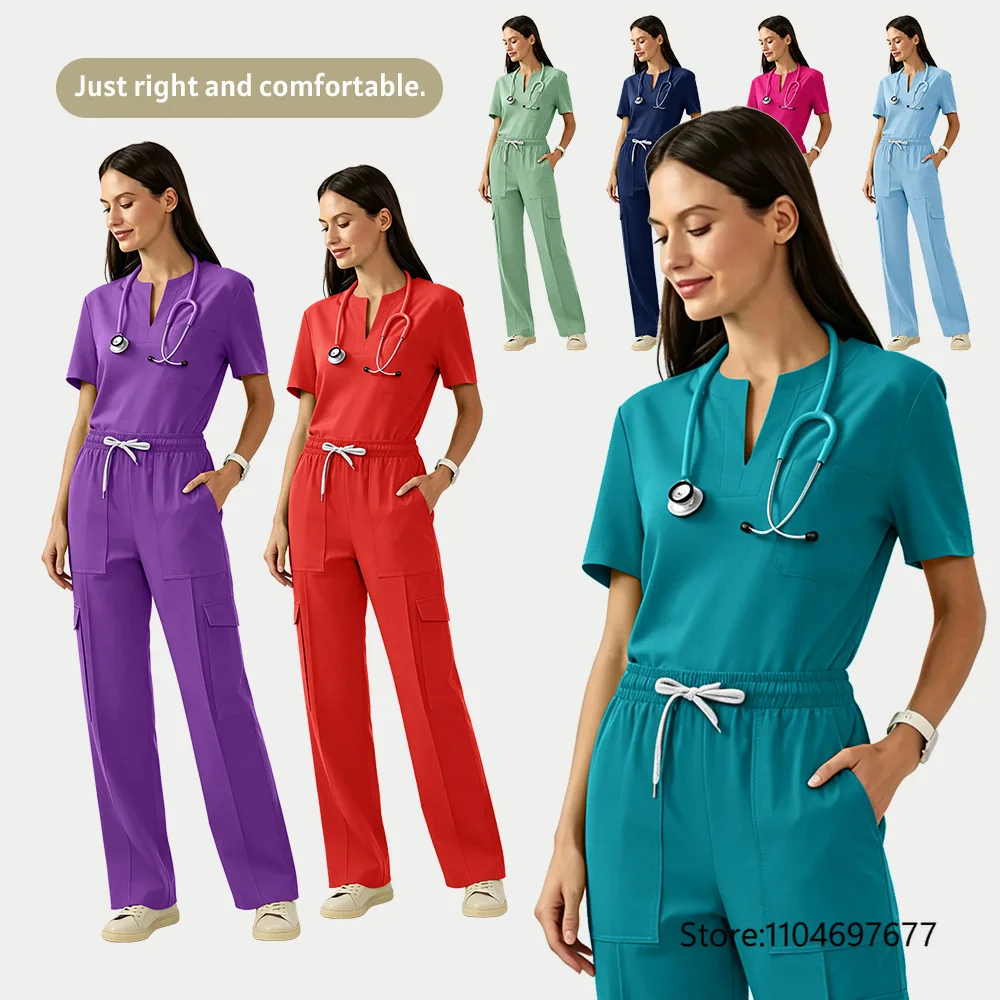 2026 New Short Sleeve Scrub Top Comfortable Workwear For Women Casual Uniform For Salon Spa And Daily Work Use view 3