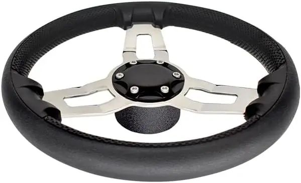 

13.5'' Anti-Slip PU Foam Steering Wheel Cover with Stainless Steel and Aluminum Mount for Boats, Yachts