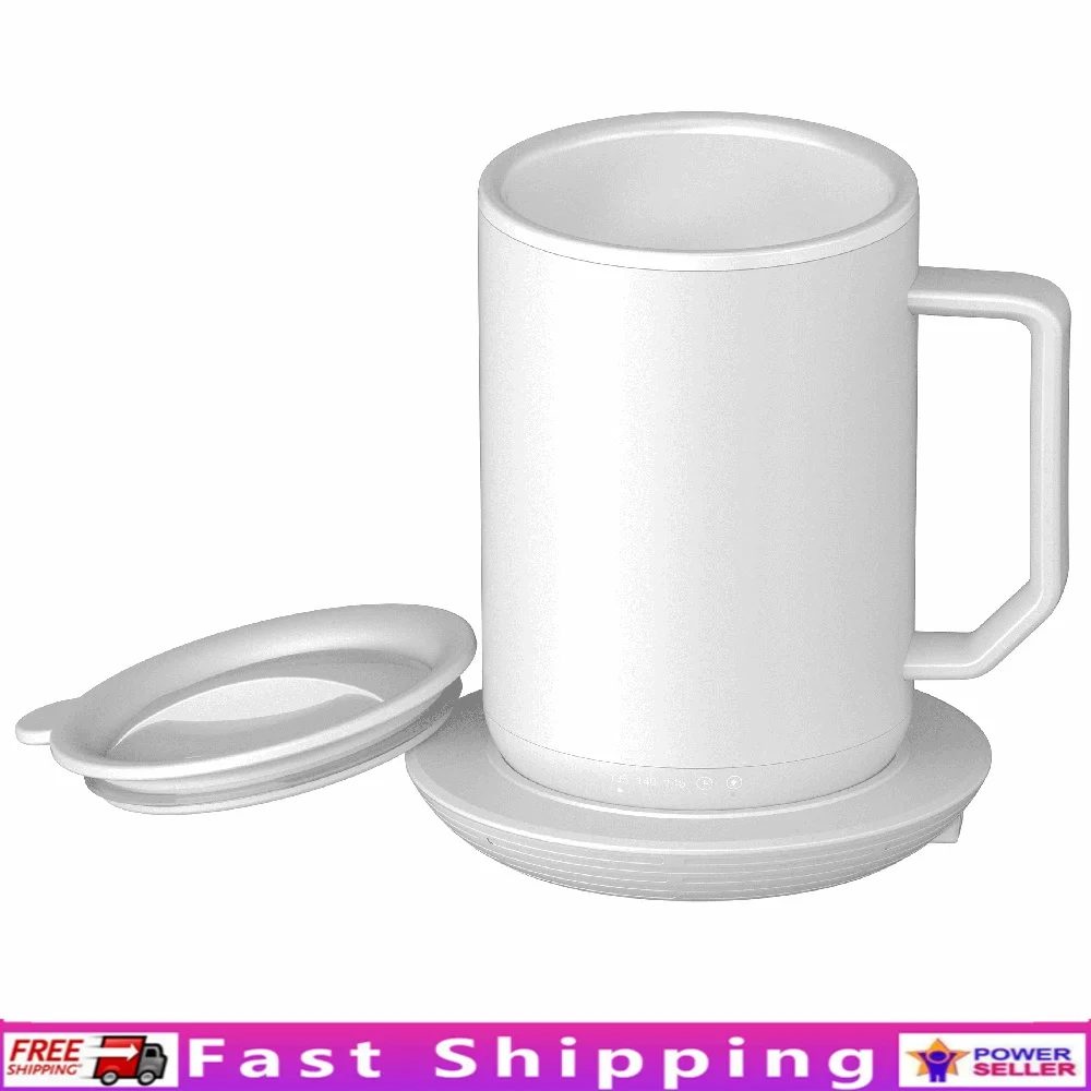 

Heated Coffee Mug with Charging Coaster 12oz Stainless Steel Auto Shut-Off Spill-Proof Lid Adjustable Temperature LED Indicator