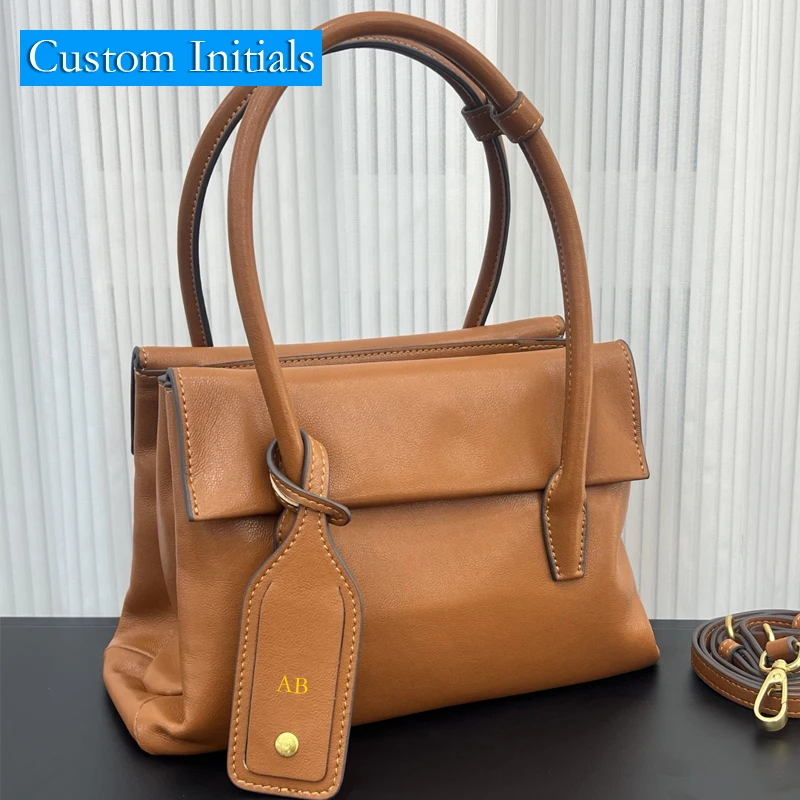 Custom Initials Cowhide Solitaire Bags For Women Luxury Designer Handbags Purses 2025 New In Genuine Leather Top Handle Shoulder