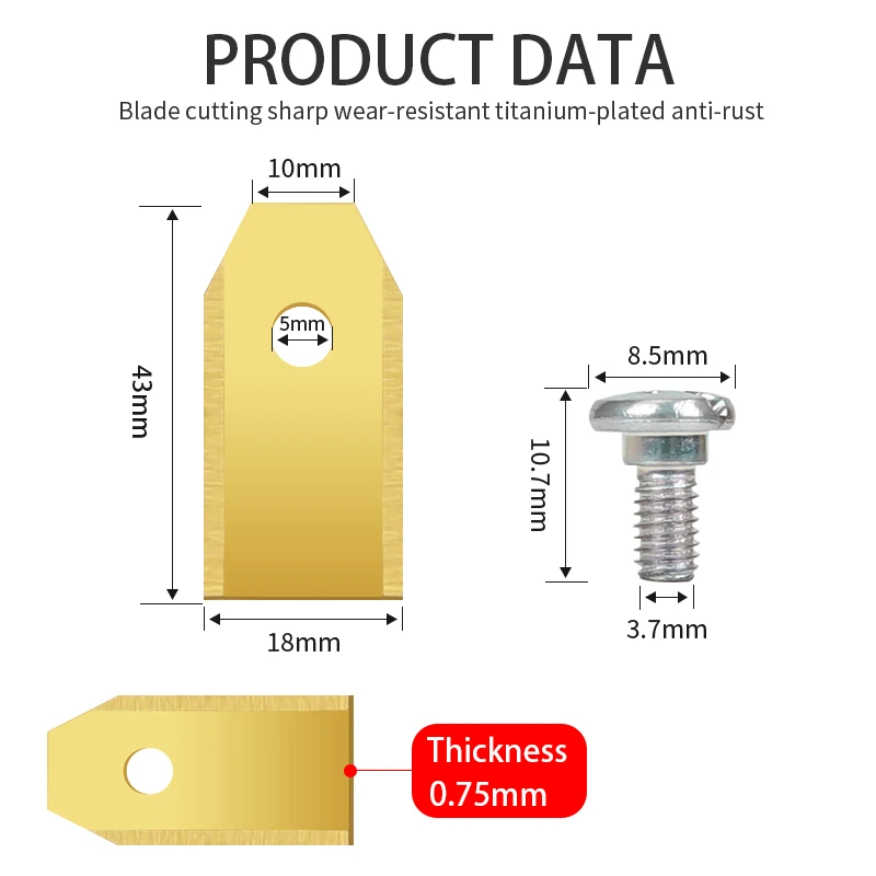 Real Extended Cutting Blade Stainless Steel 43mm Blade for Robotic Lawn Mower, Double Cutting Effect Increase Efficiency 30%