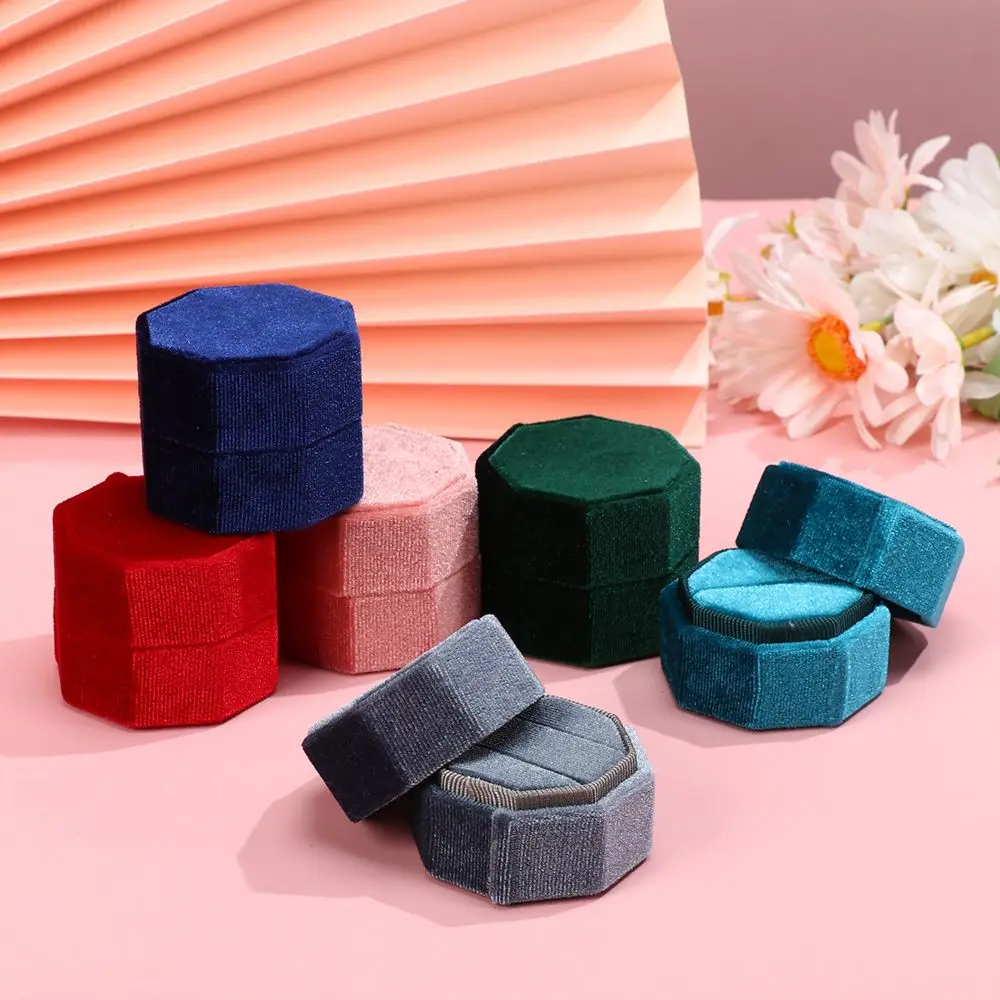 Matrimonio squisito di alta qualità con coperchio staccabile Scatola di gioielli in velluto Scatola di immagazzinaggio per anelli