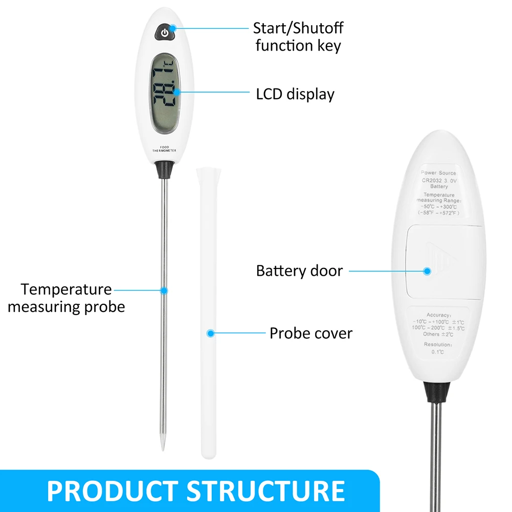 GM1311 Digital Food Thermometer For Instant Read Cooking Meat Candy Oil Water BBQ Kitchen Probe With Temp Lock And LCD Display