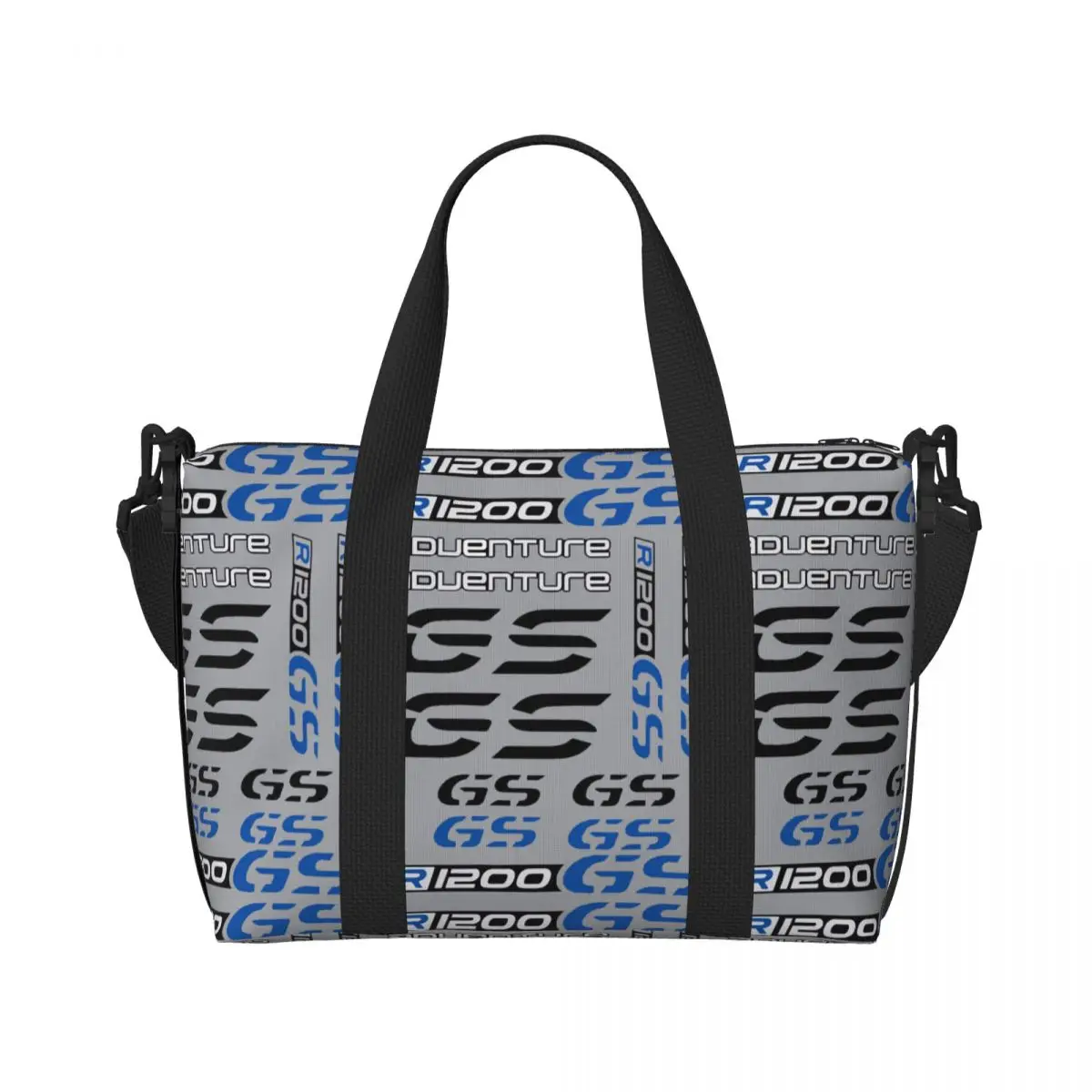 Custom GS Enduro Motorcycle Adventure Logo Beach Tote Bag for Women Large Compartment Beach Gym Travel Bags