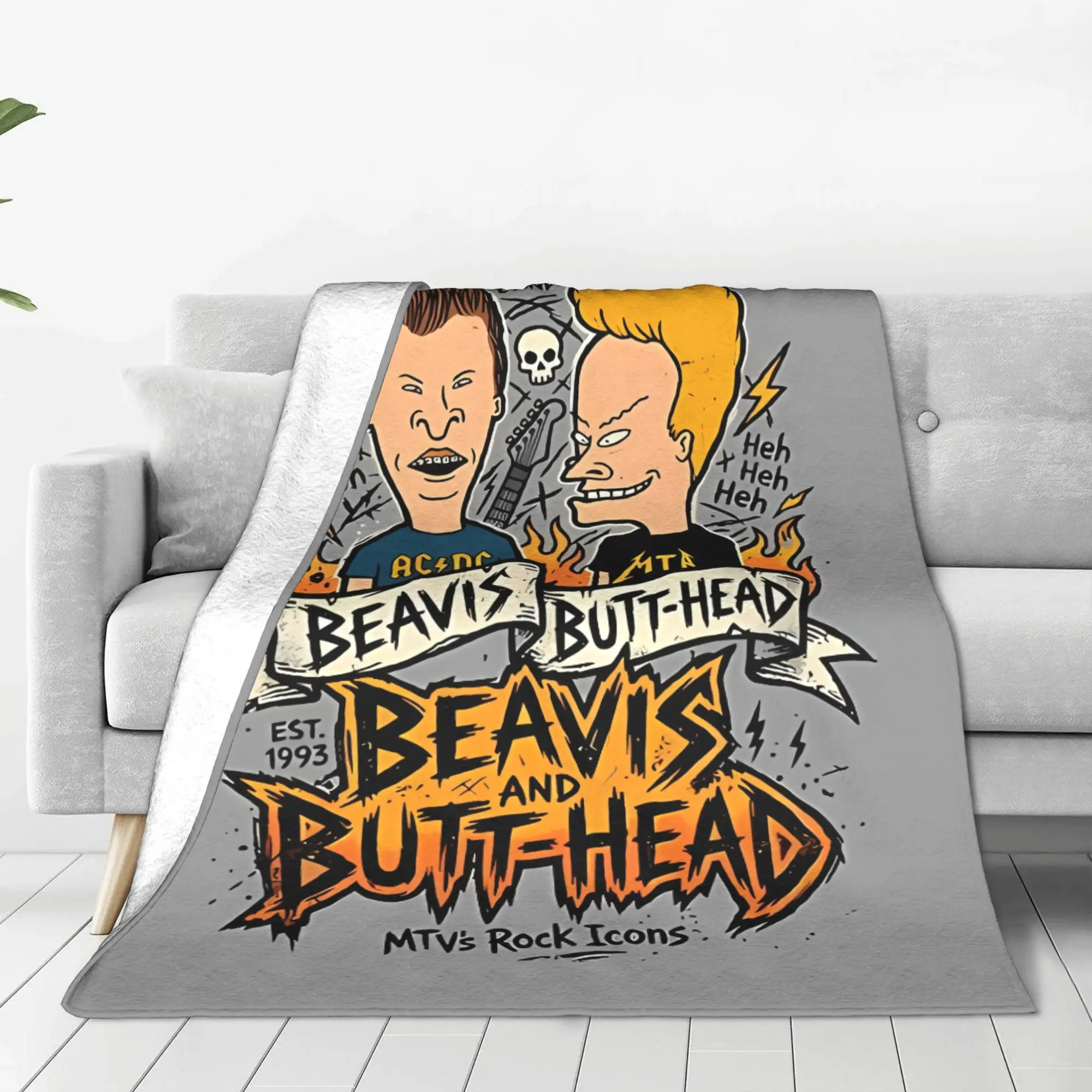 1PC Home Cute Room Decor Punk Cartoon Blanket Throw Blanket Beavis and Butt Head Novelty Warm Blanket All Season