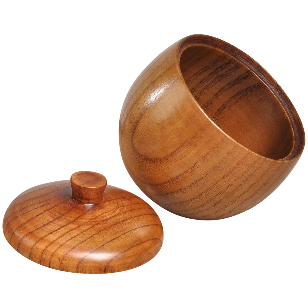 

1Pcs Solid Wood Condiment Pot Seasoning Box Kitchen Storage Container Spice Holder Convenient Lid Hole for Spoon Easy Use