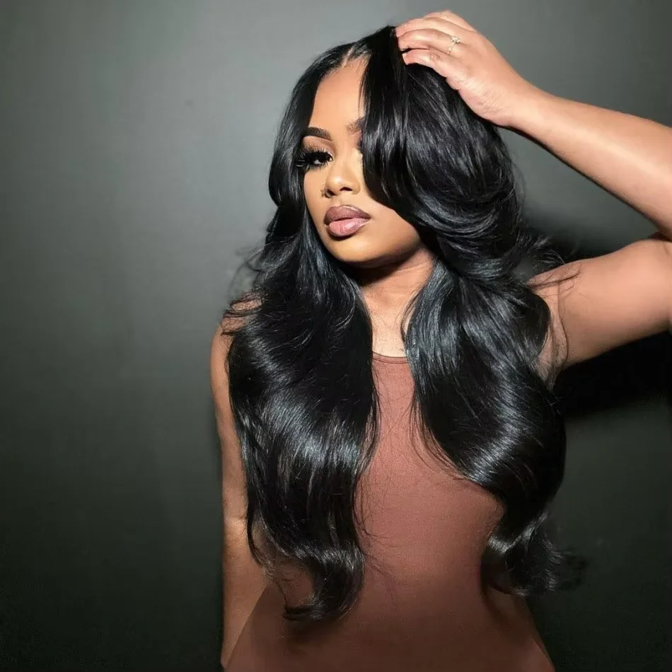 42-дюймовый 13x4 кружевной передний парик с объемной волной, человеческие волосы, предварительно выщипанные, предварительно выбеленные, невидимые узлы, предварительно вырезанный 13X4 HD, кружевной фронтальный парик