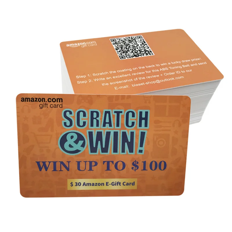 Custom Factory Price Full Color Printing Paper Code Post PVC Plastic Material Online Winning Card/lottery Ticket Scratch Off