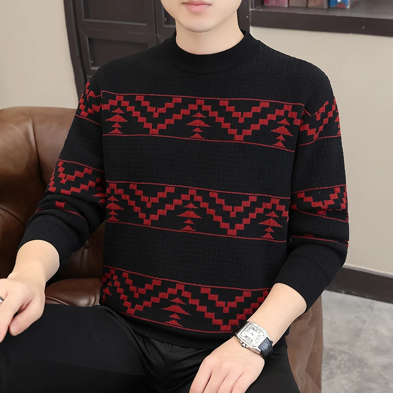Striped Pullovers Knitted Sweater Men Knitted Tops Pull Autumn Winter Sweaters Male Striped Knit Jumper Clothing
