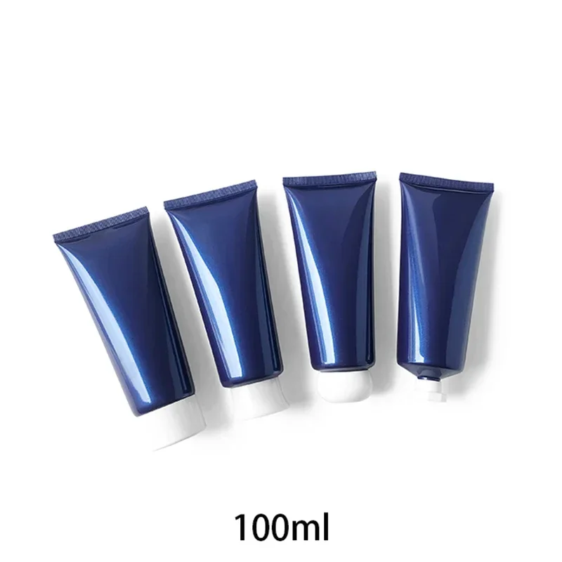 

100g Blue Plastic Squeeze Bottle 100ml Cosmetics Refillable Container Face Lotion Women Cream Travel Packaging Soft Tube Empty