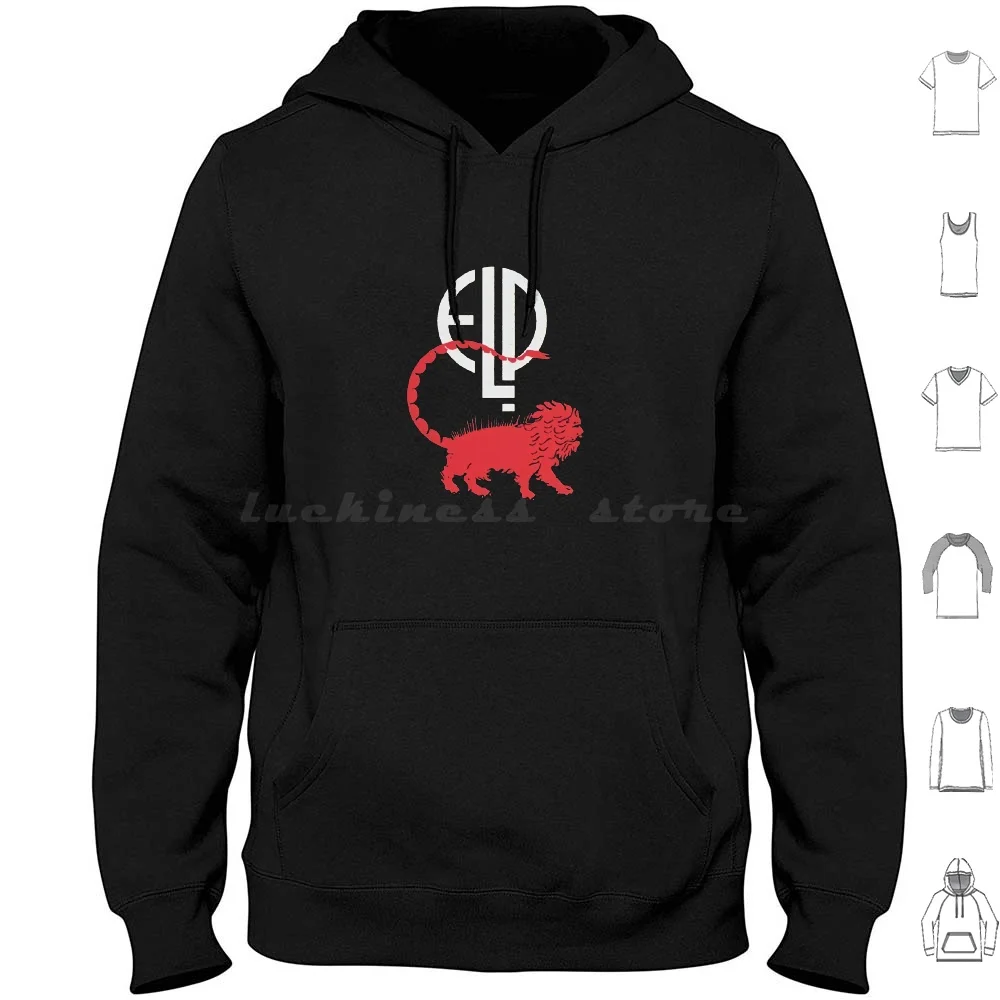 Elp Manticore Logo sudaderas con capucha de manga larga Emerson Lake y Palmer Progrock progresivo Keith Emerson Greg Lake Carl Palmer