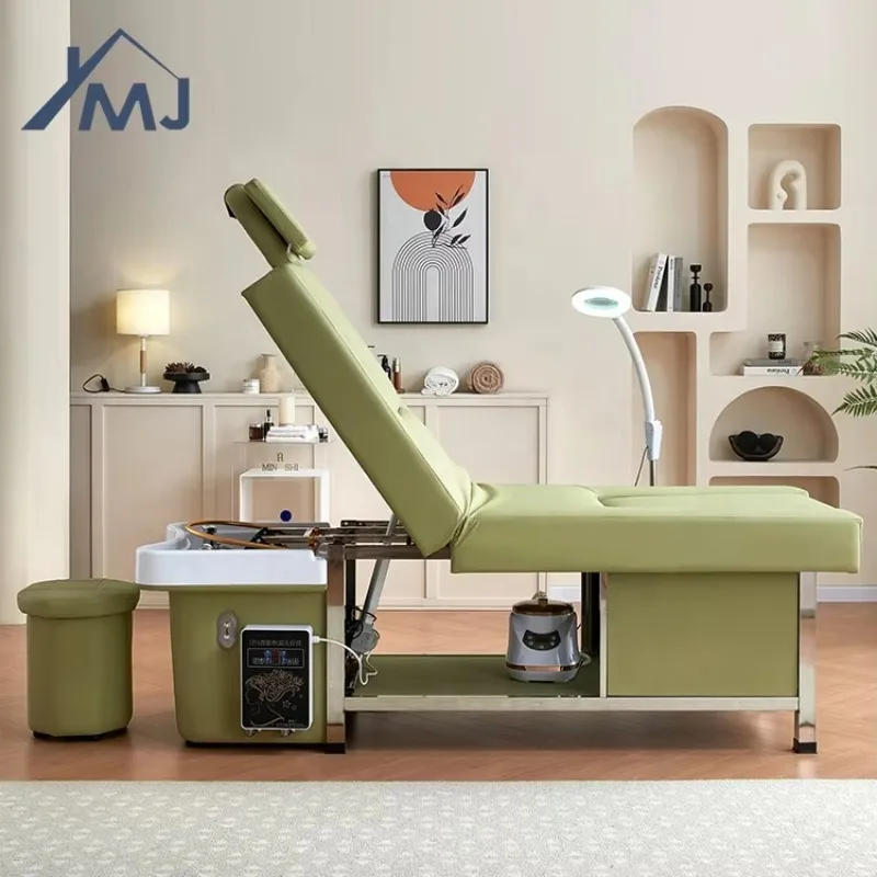 Lay Down Washing Salon Wash Basin Headspa Shampoo Bed Electric Backrest Lift Massage Pedicure Chair