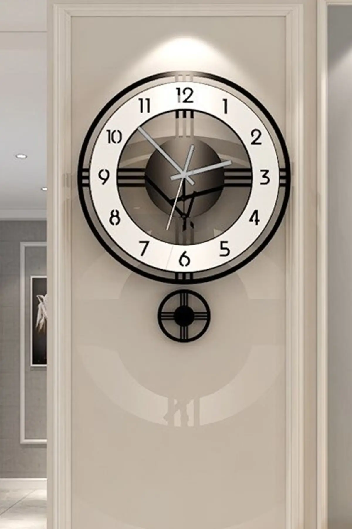 Creative Premium Dangle Pendulum Wall Clock Bright Unbreakable Glass Clock Size: 60x50 cm