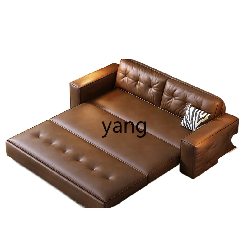 

CX retro leather sofa folding dual-purpose small apartment living room straight sofa