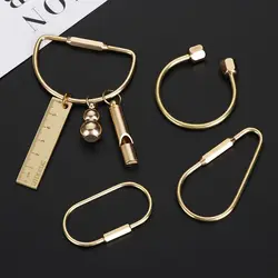 Brass Keychain With Lock D Key Chain Gold Color Camping Carabiner Survival Camping Equipment Buckles Hooks Key Ring Accessories