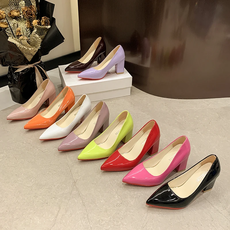 Fashion Heels Luxury Bridal Shoes Women Thick Heel Mary Jane Shoes New High Heels Women Pink Ladies Shoes Size 43