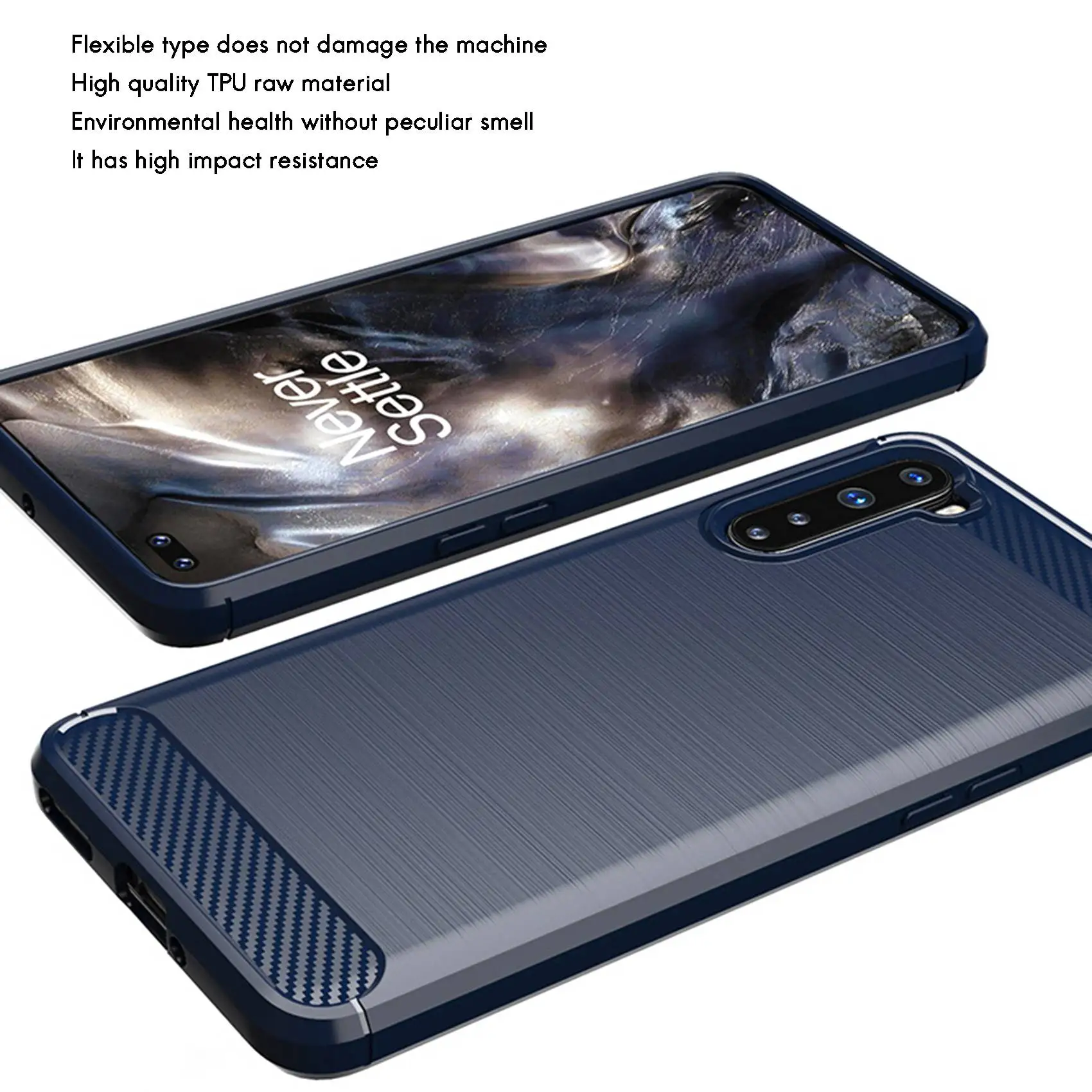 For OnePlus Nord Case Black Slim Fit Flexible TPU Case Brushed Texture Soft Protective Cover for OnePlus Nord Rich