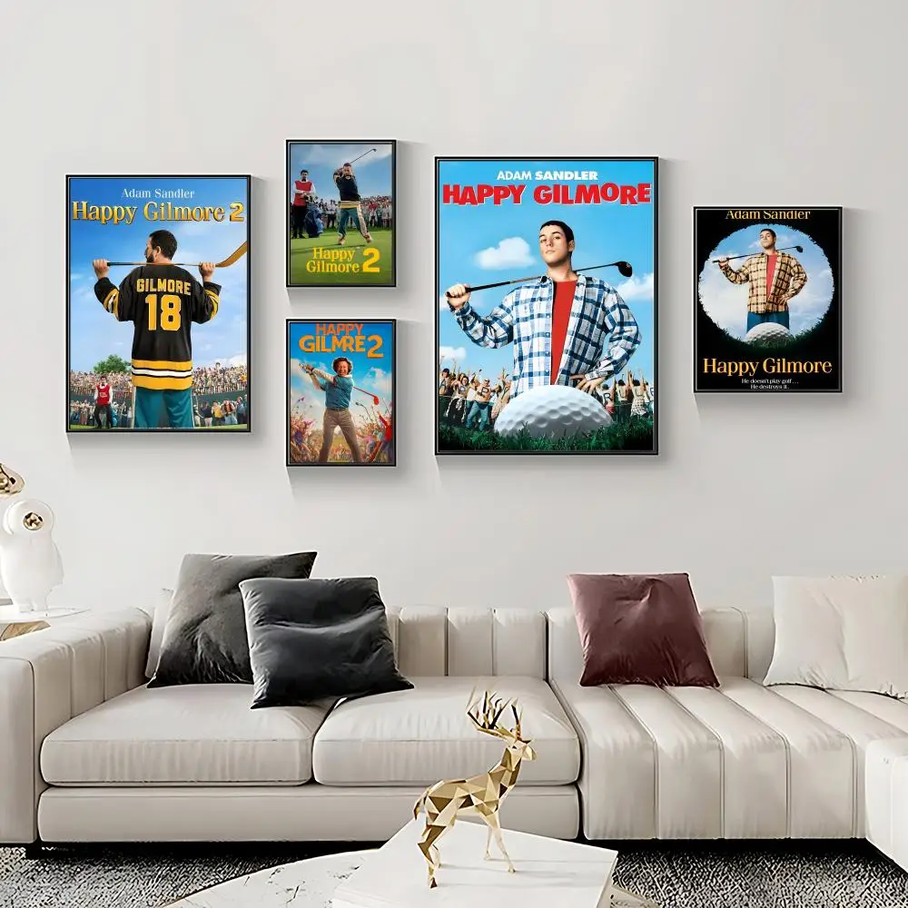 Movie H-Happy Gilmore Poster HD Self-Adhesive Waterproof Frameless Wall Art for Home Office Dorm Bedroom Ideal Gift